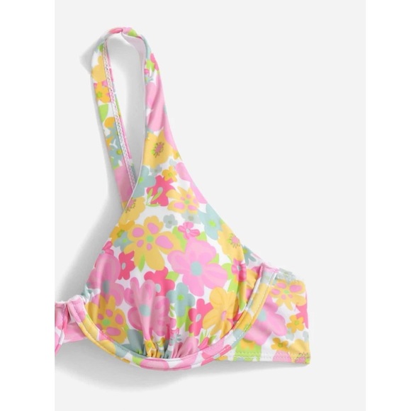 Floral Push Up Underwire Pink Blue Two Piece Bikini Swimsuit Summer Size 8 - Picture 3 of 4